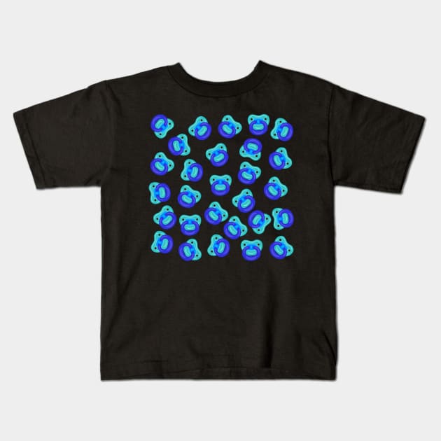 Blue Baby Boy Pacifier Pattern Kids T-Shirt by Art by Deborah Camp